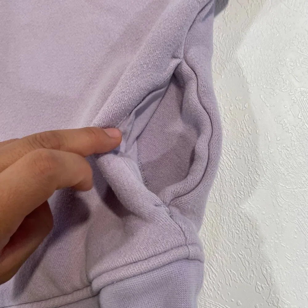 Madewell MWL Lavender Cropped Sweatshirt Small Organic Cotton Boxy Pullover